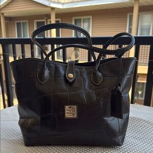 Dooney & Bourke Black Tote with Glossy Leather Finish